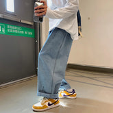 Hearujoy Men Wide Leg Jeans Loose Straight Baggy Denim Pant Men's Women's Streetwear Skateboard Pants Oversized Hip Hop Casual Trousers